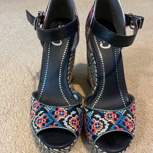 Multi color platform sandal